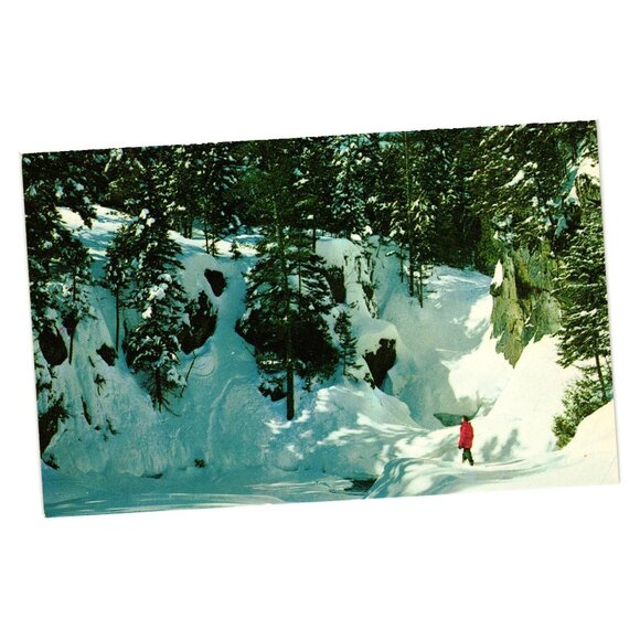 Winter Smalls Falls Rangeley Maine Scenic Waterfall Snow Postcard Bromley USA - Picture 1 of 2